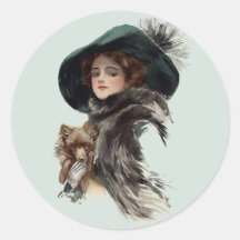 With Her Dog Round Sticker