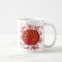 japan, japanese, asia, asian, earthquake, disaster, illustration, graphic, design, blossom, cherry-blossom, spring, beauty, beautiful, relief, charity, donation, cherry blossom, floral, cute, red, Japan, Mug with custom graphic design