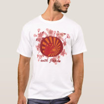 japan, japanese, asia, asian, earthquake, disaster, illustration, graphic, design, blossom, cherry-blossom, spring, beauty, beautiful, relief, charity, donation, cherry blossom, floral, cute, red, Japan, T-shirt/trøje med brugerdefineret grafisk design