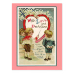 With Love and Devotion Victorian Valentine Postcard