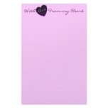 With Love from my heart, purple heart stationery