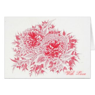 "With Love" Red Peony Greeting Card