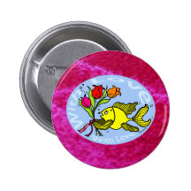 With Love Sparky Fish cute funny comic Gift Pinback Buttons