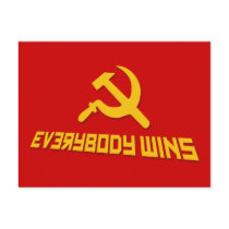 With Socialism Everybody Wins! Government Satire Postcard