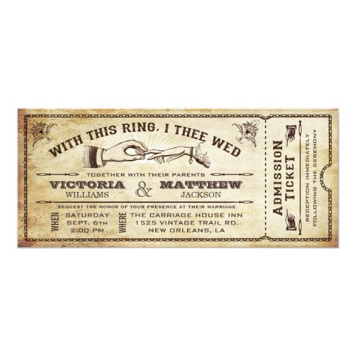 vintage ticket wedding invitations with this ring vintage wedding ticket invitation zazzle vintage ticket wedding invitations with this ring vintage wedding ticket invitation zazzle