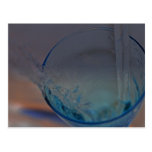 With water Flow leaving blue glass postcards