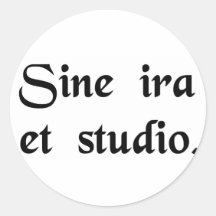 Without anger or bias. round stickers