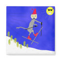 Witty Ski Kitty Gets Big Air magnets