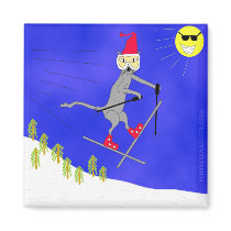 Witty Ski Kitty Gets Big Air magnets by Funresearcher Witty Ski Kitty Gets Big Air magnets
