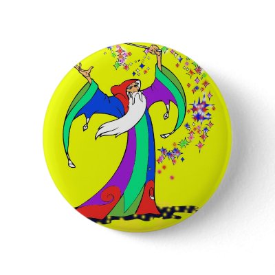 Wizard casting colorful spells with magic wand buttons by lydiaismail