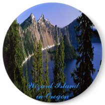 Wizard Island in Oregon buttons by design_girl Wizard Island in Oregon buttons