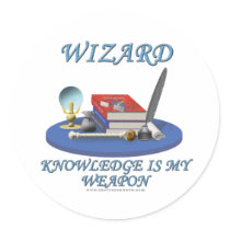 Wizard: Knowledge is My Weapon Round Sticker