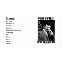 Wizard Of Wireless Nikola Tesla (1856-1943) Double-Sided Standard Business Cards (Pack Of 100)