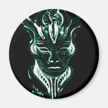 Wizard's glowing green face refrigerator magnets