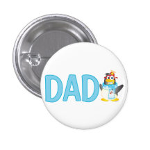 Wobble Penguin Cartoon Character for Dad - Buttons