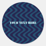 Wobbly Waves (Blue/Blue) Round Sticker