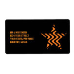 Wobbly Waves (Orange/Black) Star Personalized Shipping Labels