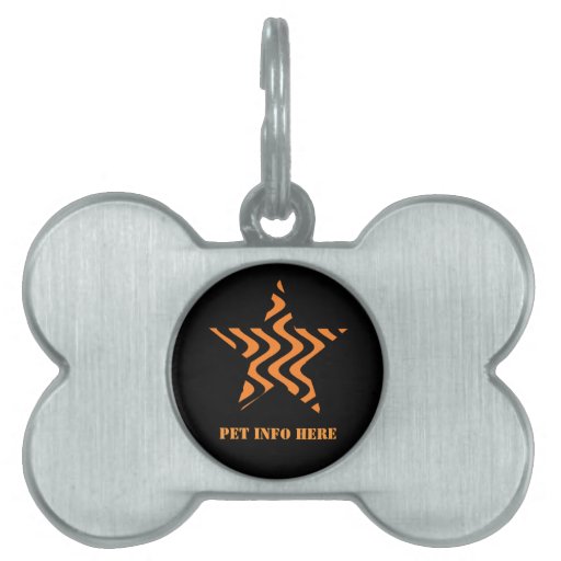 Wobbly Waves (Orange/Black) Star Pet Name Tag