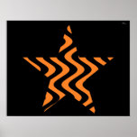 Wobbly Waves (Orange/Black) Star Poster
