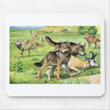 wolf and coyote mousepad