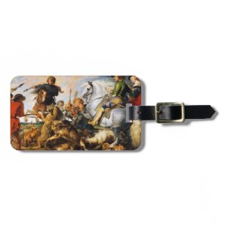 Wolf and Fox hunt Peter Paul Rubens masterpiece Travel Bag Tags