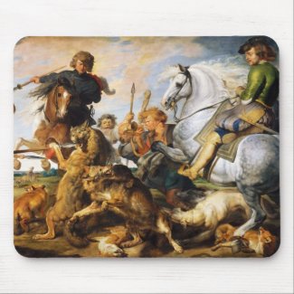 Wolf and Fox hunt Peter Paul Rubens masterpiece Mouse Pad