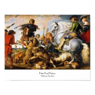 Wolf and Fox hunt Peter Paul Rubens masterpiece Posters