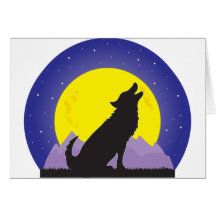 Wolf and Moon Greeting Card
