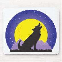 Wolf and Moon Mouse Pad