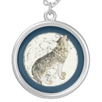 Wolf and Moon Necklace necklaces