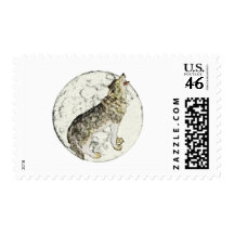 Wolf and Moon Stamp