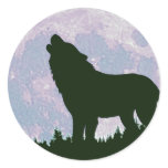 wolf and moon sticker