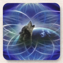 Wolf and the dreamcatcher drink coaster