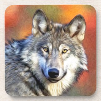 Wolf Art Painting Drink Coasters