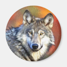 Wolf Art Painting Magnets