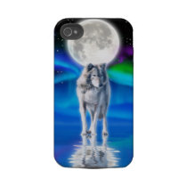 Wolf, Aurora & Moon Wildlife Art iPhone 4 Case