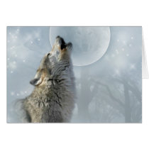 Wolf Blue Moon Greeting Card