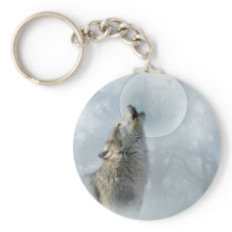 Wolf Blue Moon Key Chains