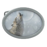 Wolf Blue Moon Oval Belt Buckle