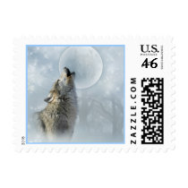 Wolf Blue Moon(small) Stamps