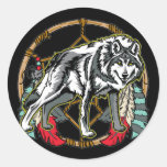 Wolf Dreamcatcher Round Stickers