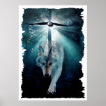 Wolf & Eagle Wildlife Art Poster posters