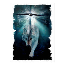 WOLF & EAGLE Wildlife Series Postcard