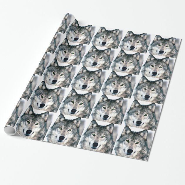 Wolf Eyes wild nature animal Print Wrapping Paper 1/4