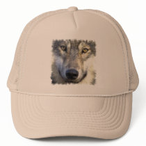 Wolf face close up trucker hat