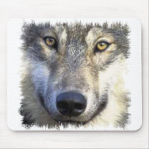 Wolf face close up mouse pad