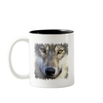 Wolf face close up coffee mugs