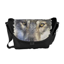 Wolf face close up Rickshaw Messenger Bag