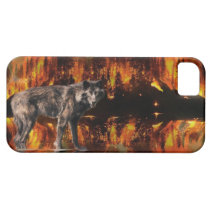 Wolf & Forest Fire Wildlife Art Phone Case iPhone 5 Covers