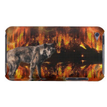 Wolf & Forest Fire Wildlife Art Phone Case Barely There iPod Covers